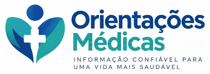 Logo do site Orientações Médicas com símbolo de saúde e informação confiável para uma vida mais saudável